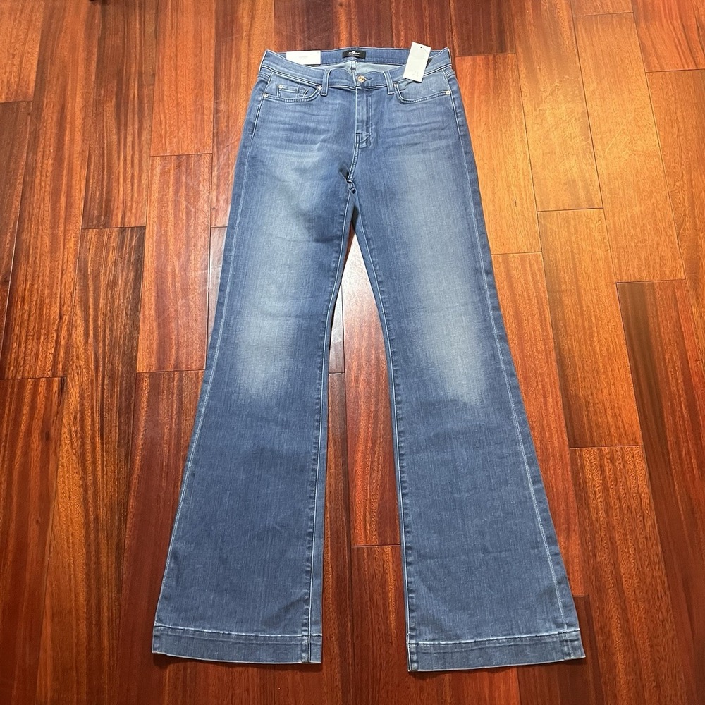 7 For All Mankind Jeans Womens 30 34" Inseam Dojo Original Trouser Blue Fade NWT